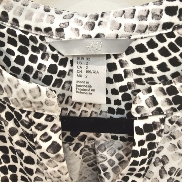 H&M White Black Gray Patterned Sleeveless Shirt Dress Size 2 - Picture 9 of 16